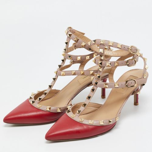 Rockstud Size 38.5 /Red Leather Pumps - Valentino - Modalova