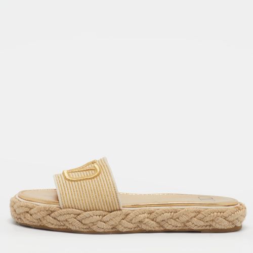 Rockstud Size 39 Canvas and Raffia Flat Sandals - Valentino - Modalova