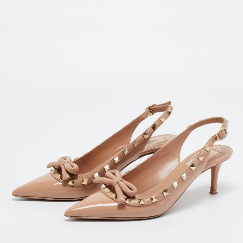 Rockstud Size 37 Leather and Patent Leather Slingback Pumps - Valentino - Modalova