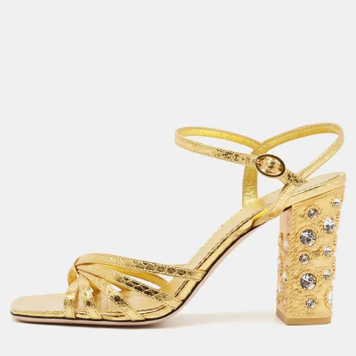 Ayers Size 37 Laminated Leather Ankle Strap Sandals - Valentino - Modalova