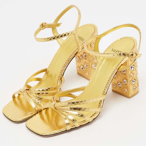 Ayers Size 37 Laminated Leather Ankle Strap Sandals - Valentino - Modalova