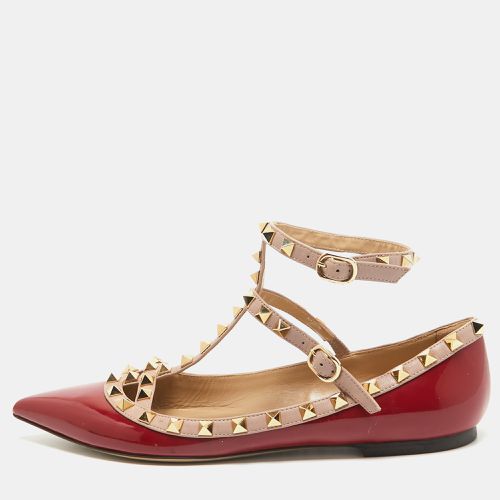 Valentino Red/Beige Patent and Leather Rockstud Ballet Flats Size 38.5 - Valentino - Modalova