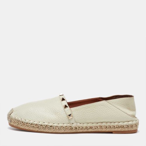 Valentino Cream Leather Rockstud Espadrille Flats Size 38 - Valentino - Modalova