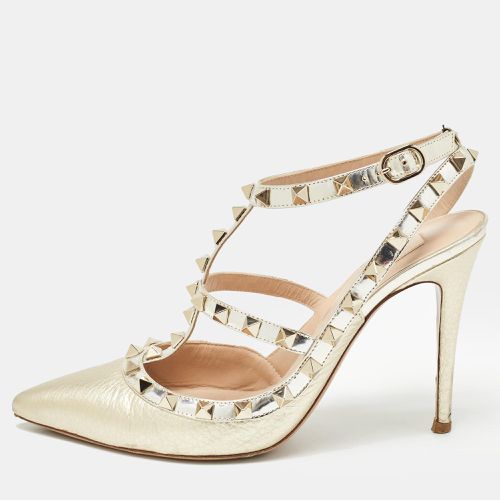 Valentino Gold Leather Rockstud Ankle Strap Pumps Size 38 - Valentino - Modalova