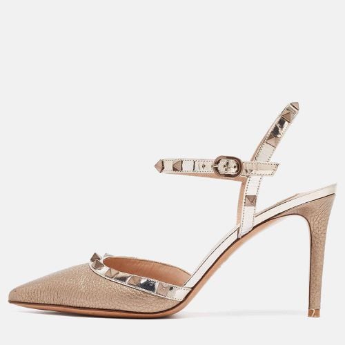 Valentino Gold Leather Rockstud Ankle Strap Pumps Size 39 - Valentino - Modalova