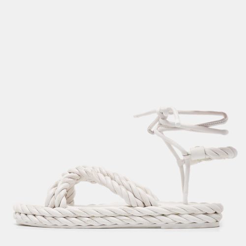 Valentino White Braided Leather Ankle Tie Flats Size 39 - Valentino - Modalova