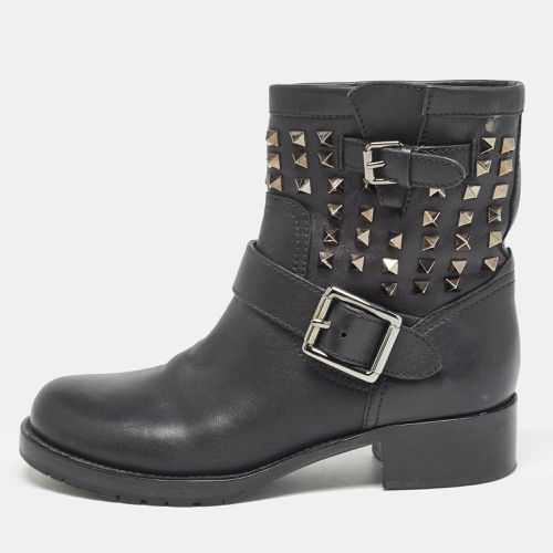 Valentino Black Leather Rockstud Ankle Boots Size 37.5 - Valentino - Modalova