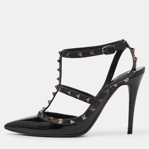 Valentino Black Patent Leather Rockstud Ankle Strap Cage Sandals Size 41 - Valentino - Modalova