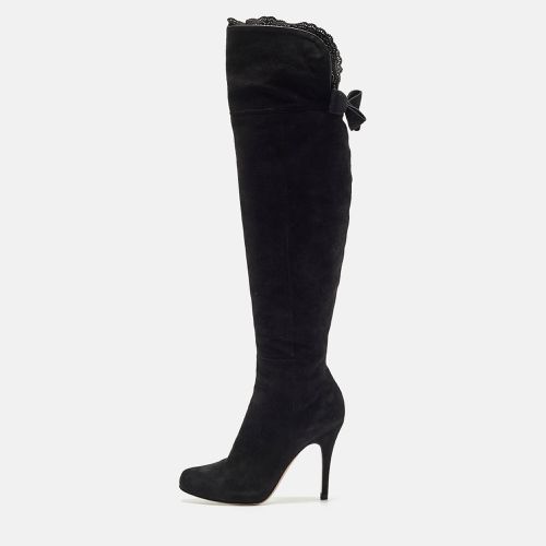 Valentino Black Suede Knee Length Boots Size 39 - Valentino - Modalova