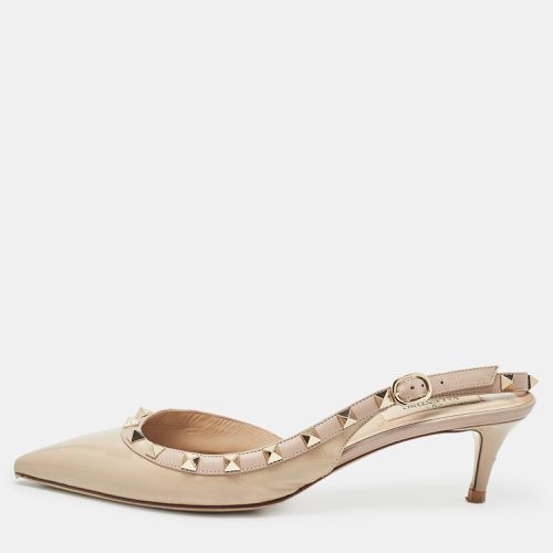 Valentino Beige Leather Rockstud Slingback Pumps Size 39 - Valentino - Modalova