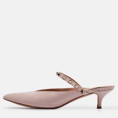 Valentino Pink Leather Rockstud Mules Size 40 - Valentino - Modalova