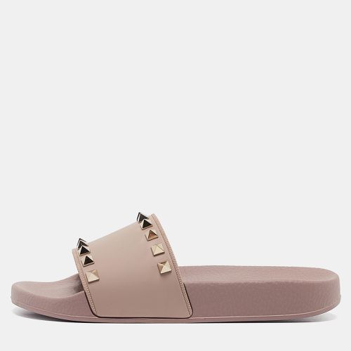 Valentino Pink Rubber Rockstud Slide Flats Size 35 - Valentino - Modalova