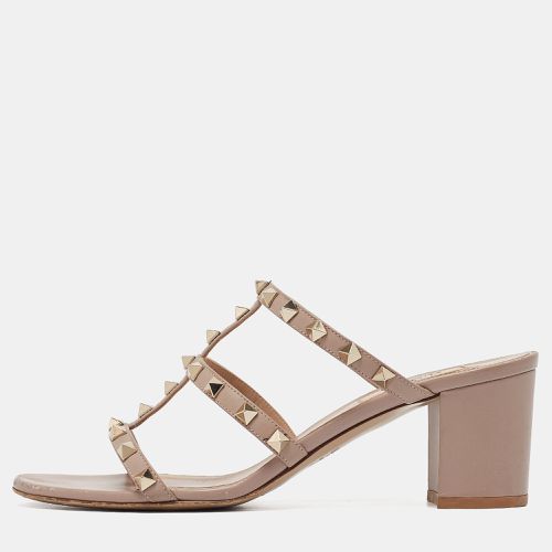 Dusty Leather Rockstud Slide Sandals Size 39 - Valentino - Modalova