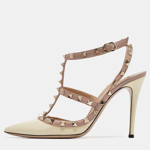 Valentino Cream/Beige Leather and Patent Rockstud Pumps Size 38 - Valentino - Modalova