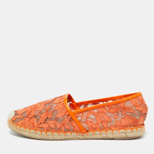 Valentino Orange Lace and Leather Espadrille Flats Size 39 - Valentino - Modalova