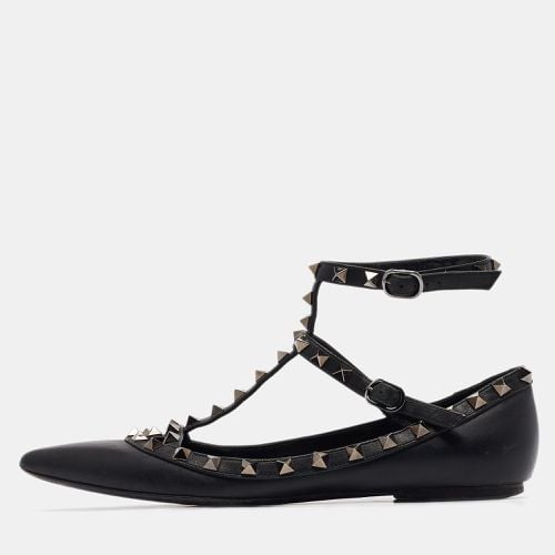 Valentino Black Leather Rockstud Ballet Flats Size 38 - Valentino - Modalova