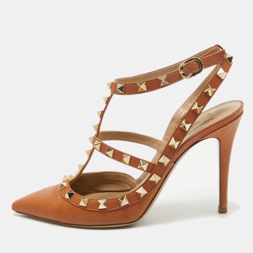 Valentino Brown Leather Rockstud Caged Pumps Size 37 - Valentino - Modalova