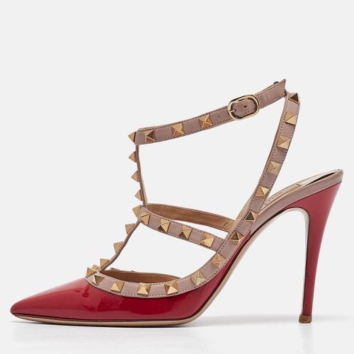 Valentino Red Patent Leather Rockstud Ankle Strap Pumps Size 37.5 - Valentino - Modalova