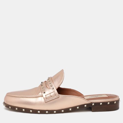 Valentino Metallic Rose Gold Leather Soul Rockstud Mules Size 36 - Valentino - Modalova