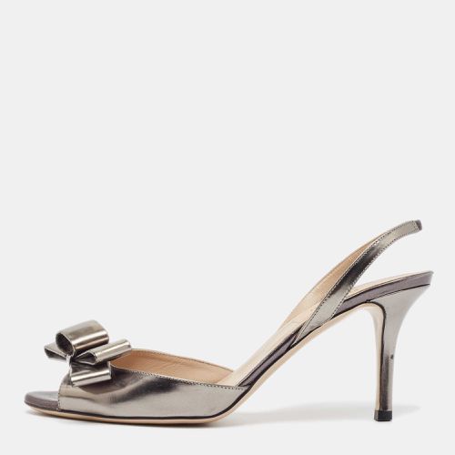 Valentino Metallic Leather Bow Slingback Sandals Size 37 - Valentino - Modalova