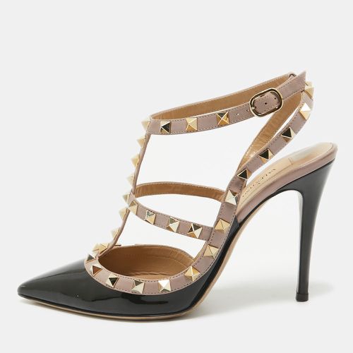 Valentino Black/Pink Patent Leather Rockstud Strappy Pointed Toe Pumps 38.5 - Valentino - Modalova