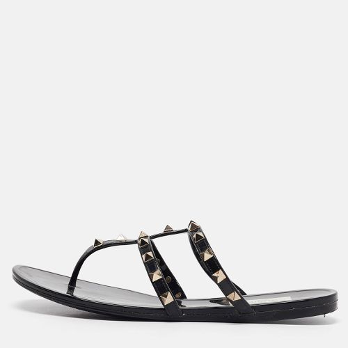 Valentino Black Jelly Rockstud Flat Slides Size 39 - Valentino - Modalova