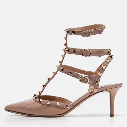 Valentino Beige Patent and Leather Rockstud Ankle Strap Pumps Size 39 - Valentino - Modalova