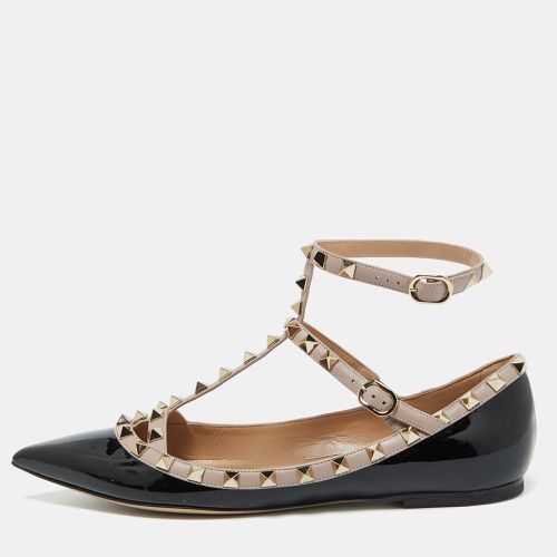 Valentino Black Leather and Patent Leather Rockstud Ballet Flats 40 - Valentino - Modalova