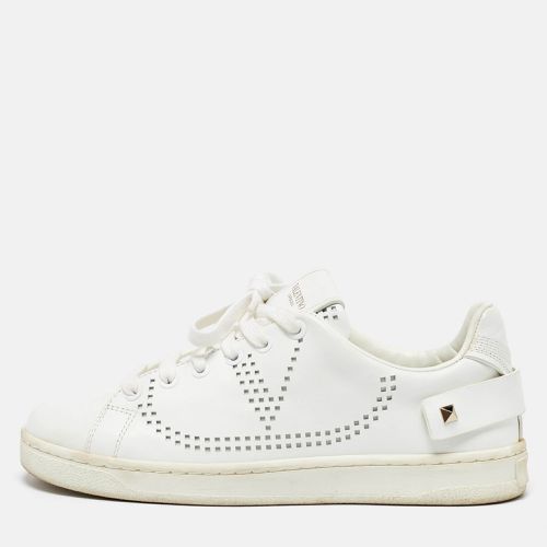 Valentino White Leather and Feather Backnet Sneakers Size 35.5 - Valentino - Modalova