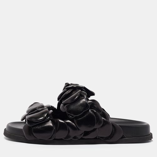 Valentino Black Leather 03 Rose Edition Atelier Flat Slides Size 36 - Valentino - Modalova