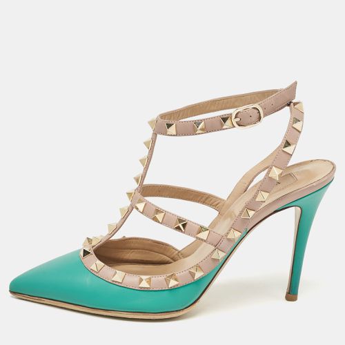 Valentino Beige/Blue Leather Rockstud Pumps Size 37.5 - Valentino - Modalova