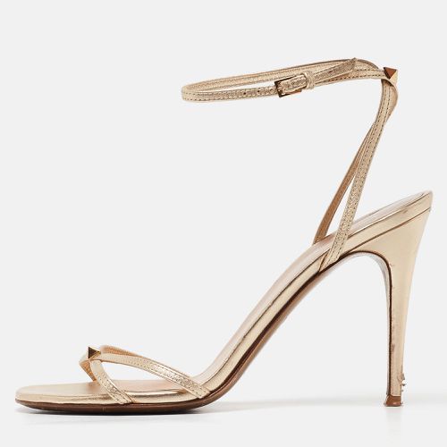 Valentino Gold Leather Ankle Strap Sandals Size 37 - Valentino - Modalova