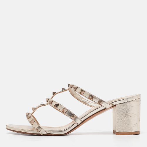 Valentino Metallic Leather Rockstud Slide Sandals Size 39.5 - Valentino - Modalova