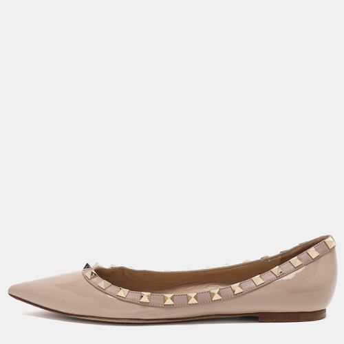 Valentino Beige Patent Leather Rockstud Ballet Flats Size 38 - Valentino - Modalova