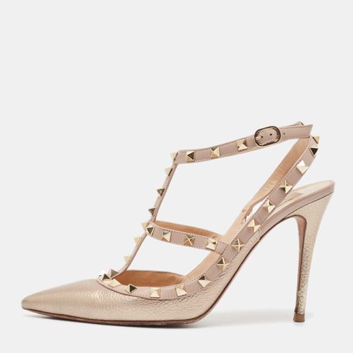 Valentino Metallic Pink Leather Rockstud Ankle Strap Pumps Size 42 - Valentino - Modalova