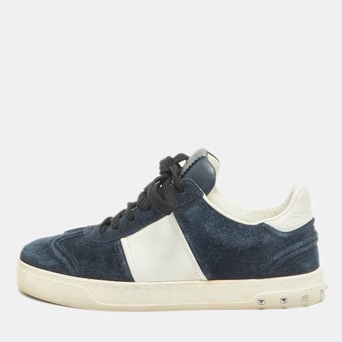 Valentino Navy Blue/White Suede and Leather Flycrew Sneakers Size 38.5 - Valentino - Modalova