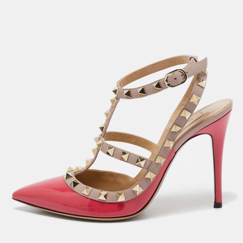 Valentino Pink/Beige Leather and Patent Leather Rockstud Pumps Size 36.5 - Valentino - Modalova