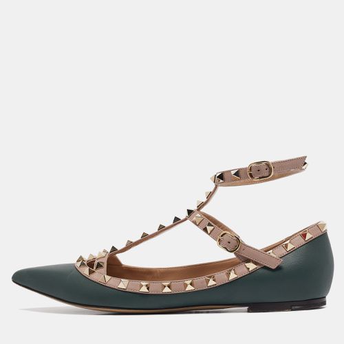 Valentino Green/Pink Leather Rockstud Caged Ballet Flats Size 38.5 - Valentino - Modalova