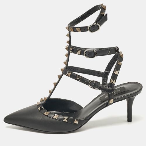 Valentino Black Leather Rockstud Ankle Strap Pumps Size 38.5 - Valentino - Modalova