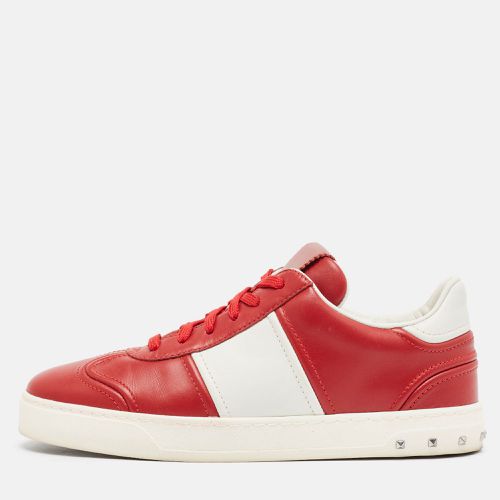 Valentino Red/White Leather Fly Crew Low Top Sneakers Size 40.5 - Valentino - Modalova