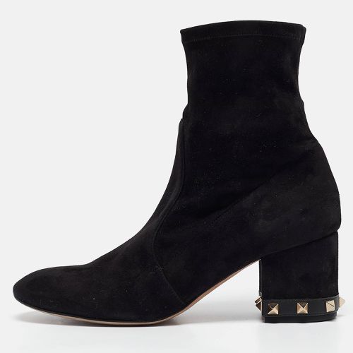 Valentino Black Suede Rockstud Ankle Length Boots Size 38 - Valentino - Modalova