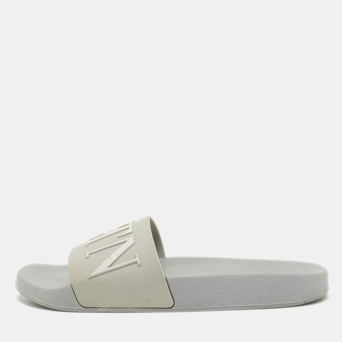 Valentino Grey Rubber VLTN Flat Slides Size 40 - Valentino - Modalova