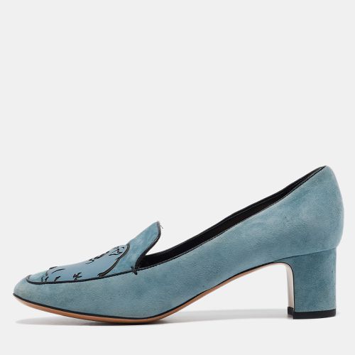 Valentino Blue Leather and Suede Panther Pumps Size 39 - Valentino - Modalova