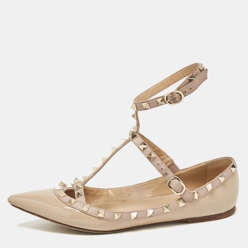 Valentino Beige Patent and Leather Rockstud Ballet Flats Size 38 - Valentino - Modalova