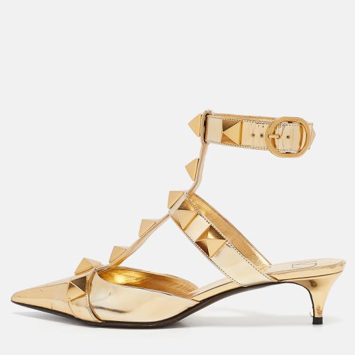 Valentino Gold Leather Roman Stud Ankle Strap Pumps Size 39 - Valentino - Modalova