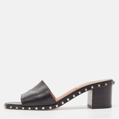 Valentino Black Leather Rockstud Slide Sandals Size 35.5 - Valentino - Modalova