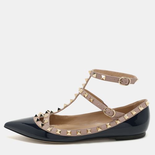 Valentino Blue Patent and Leather Rockstud Ballet Flats Size 38.5 - Valentino - Modalova