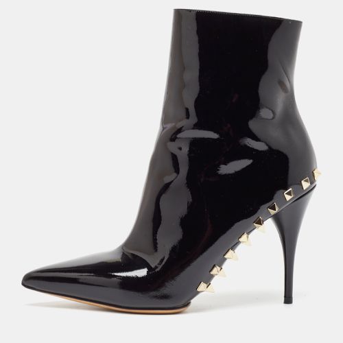 Valentino Black Patent Leather Rockstud Ankle Length Boots Size 38.5 - Valentino - Modalova