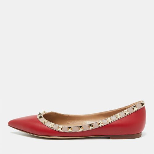 Valentino Red/Beige Leather Rockstud Ballet Flats Size 36.5 - Valentino - Modalova