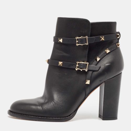 Valentino Black Leather Rockstud Ankle Boots Size 39 - Valentino - Modalova